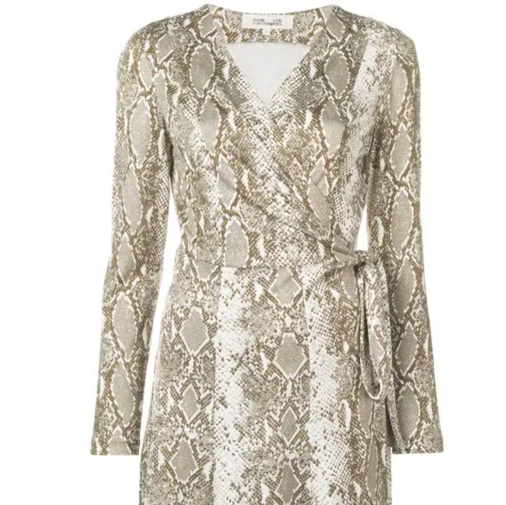 Diane Von Furstenberg Python Print Wrap Dress Nwot
